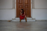 Sleeveless dress in Lively Red