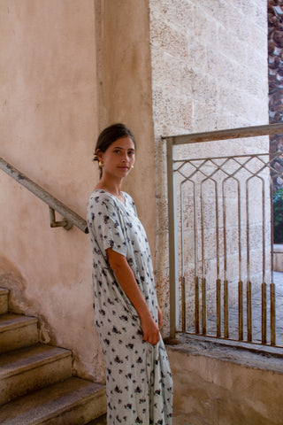 Silver floral Silky Dress